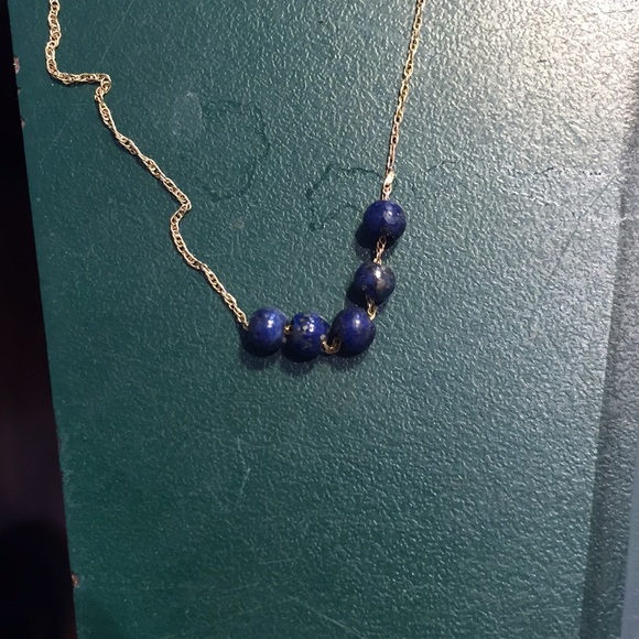 14k lapis lazuli bead necklace - Picture 7 of 7
